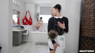 Skinny Spying Maid Caught And Punished By The Milf